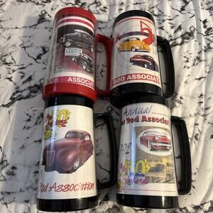 MN Street Rod Association Vintage Annual Back to the 50's Plastic Mugs Set Of 4